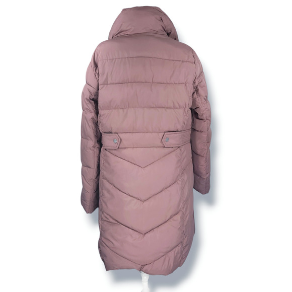 NWT Andrew Marc Adler Bib Cozy Winter Puffer Long Coat Sz. L [12-14] Rose Taupe - Picture 3 of 15